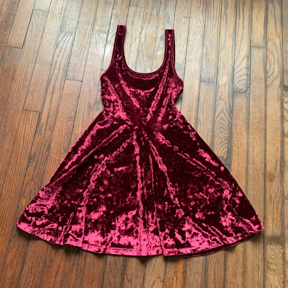 TOPSHOP Velvet Play Dress | Wine Red | Size 2